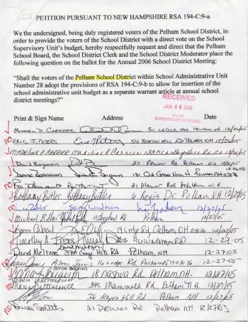 Petition Pursuant to New Hampshire RSA 194-C:9-b - Signatures Photo 1