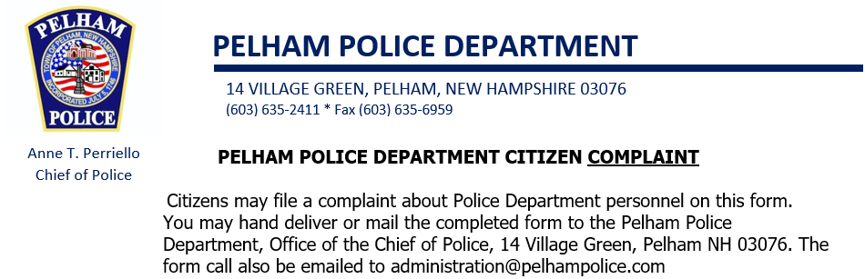 Citizen Complaint form header
